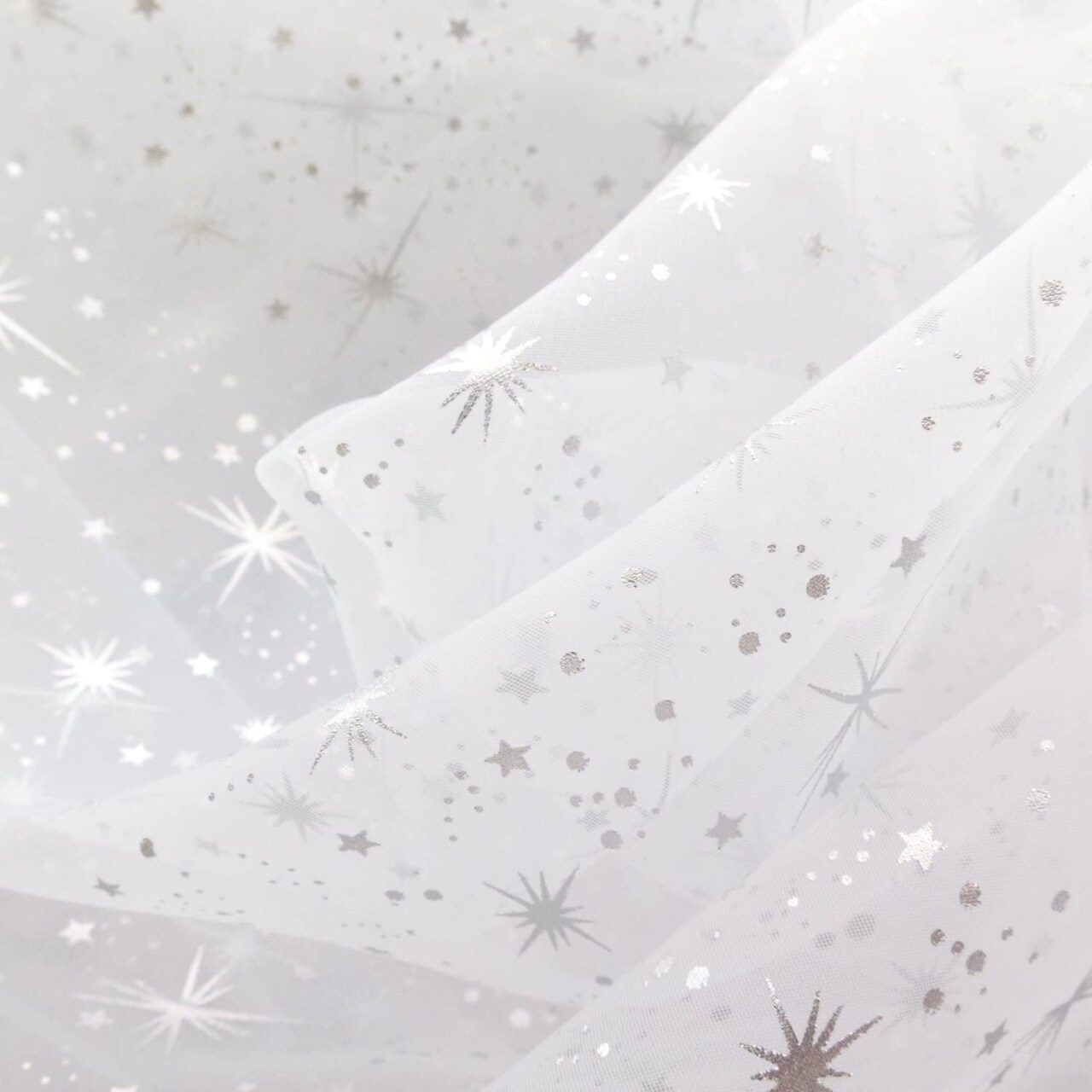 1 Yard Star Bursts Sheer Organza Fabric, 58/60" Wide 100% Polyester for Wedding, Crafts & Decorations